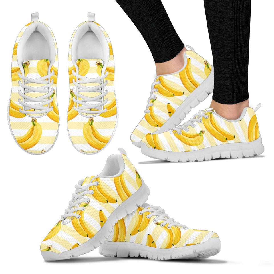 Banana Pattern Blackground Women'S Sneaker Shoes
