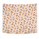Cute Corgis Pattern Pink Background Wall Tapestry