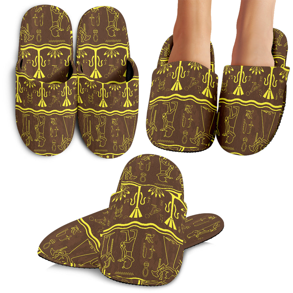 Egypt Hieroglyphics Pattern Print Design 03 Slippers