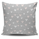 Heart Pattern Gray Background Pillow Cover