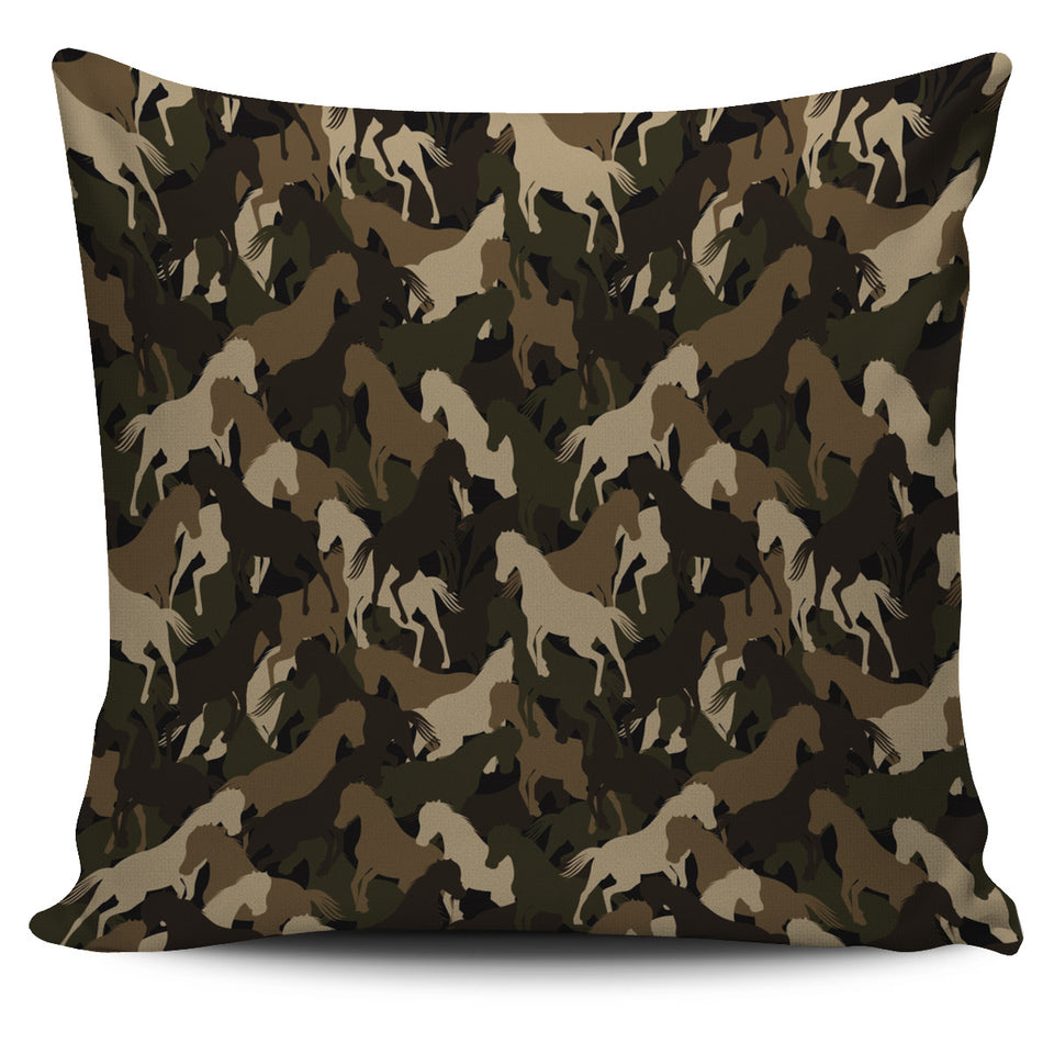 Horse Camo Camouflage Pattern Pillow Cover