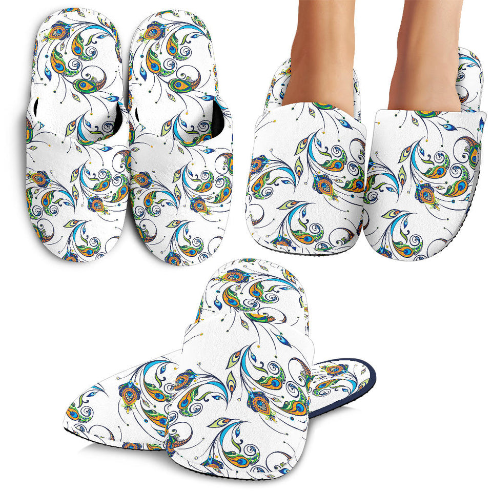 Peacock Feather Pattern Slippers