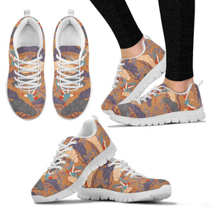 Bonsai Bamboo Stork Japanese Pattern Brown Theme Women'S Sneaker Shoes