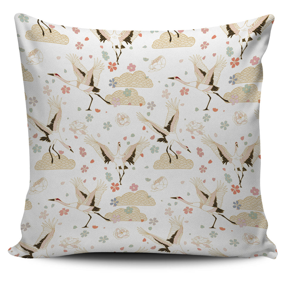 Beautiful Japanese Cranes Pattern Pillow Cover