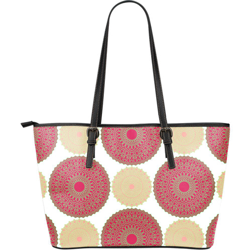 Circle Indian Pattern Large Leather Tote Bag