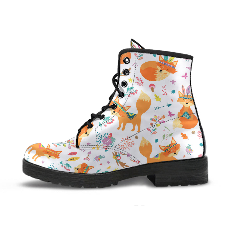 Cute Tribal Fox Pattern Leather Boots