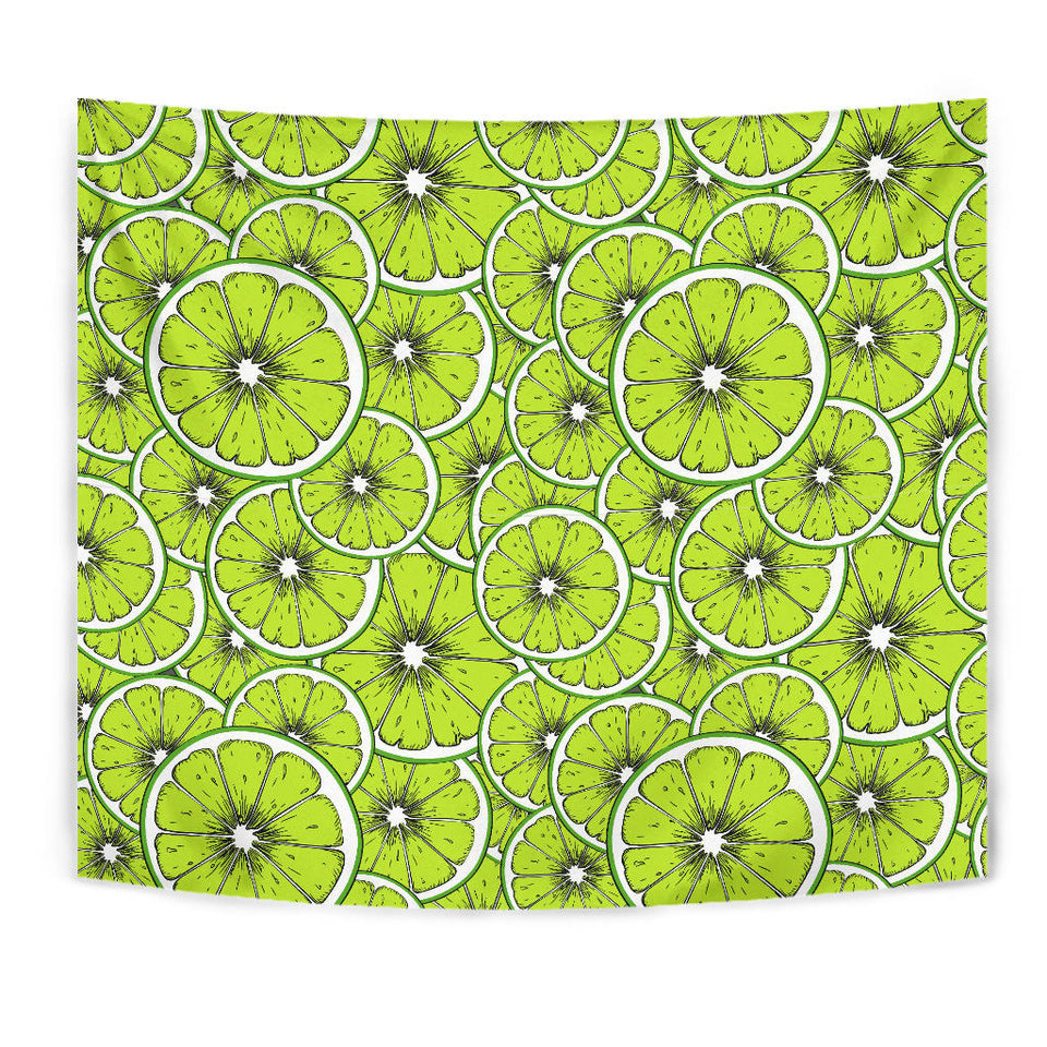 Slices Of Lime Design Pattern Wall Tapestry