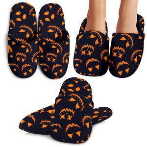 Halloween Pattern Pumpkin Background Slippers