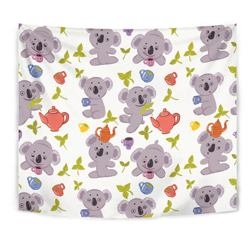 Cute Koalas Teapots Tea Wall Tapestry