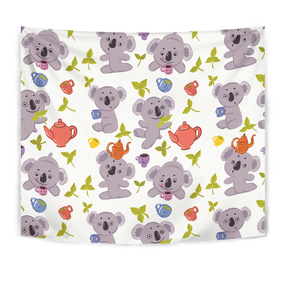Cute Koalas Teapots Tea Wall Tapestry