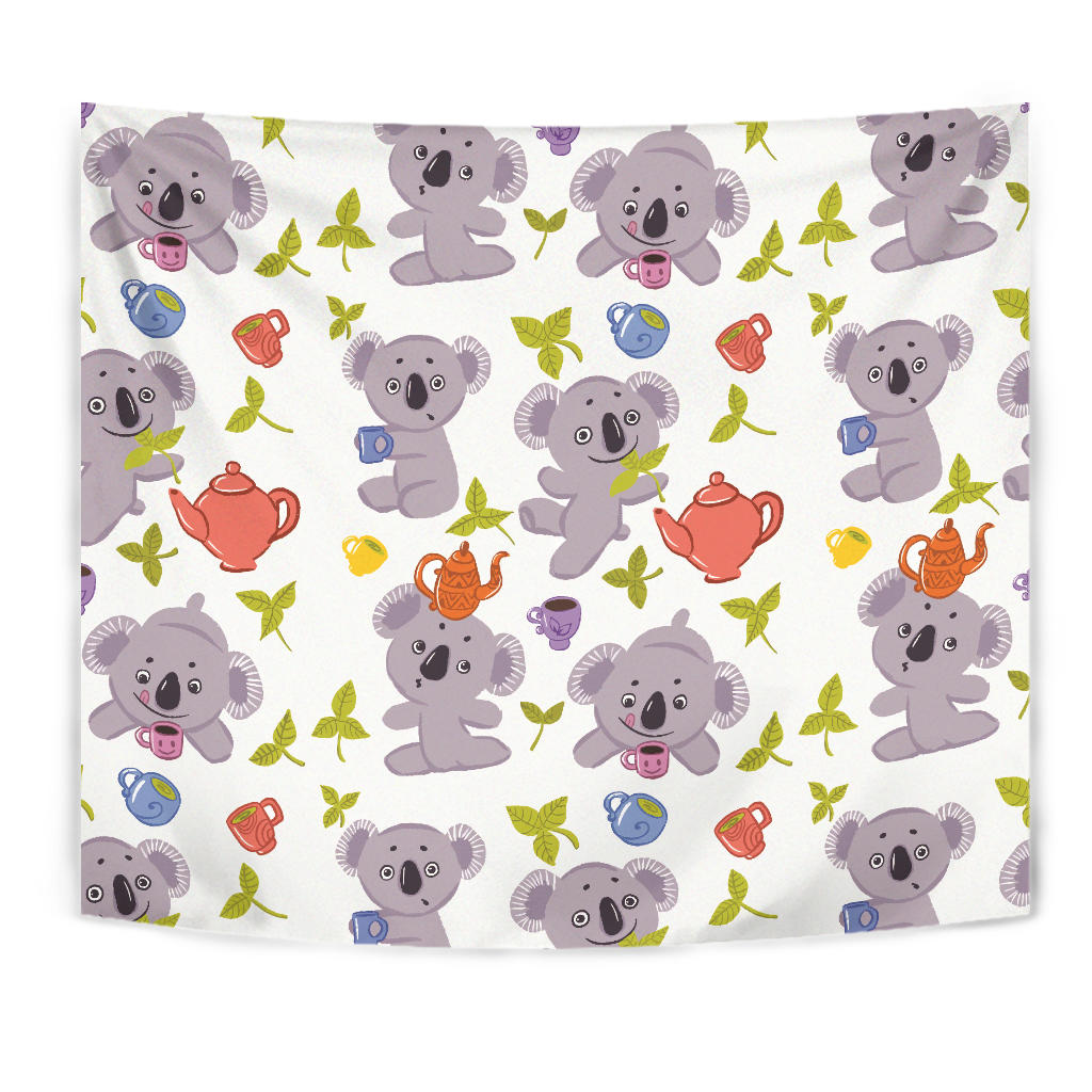 Cute Koalas Teapots Tea Wall Tapestry
