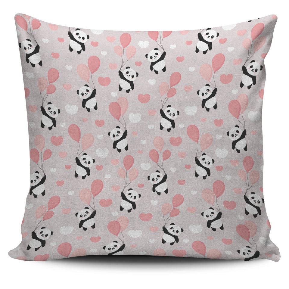 Cute Panda Ballon Heart Pattern Pillow Cover