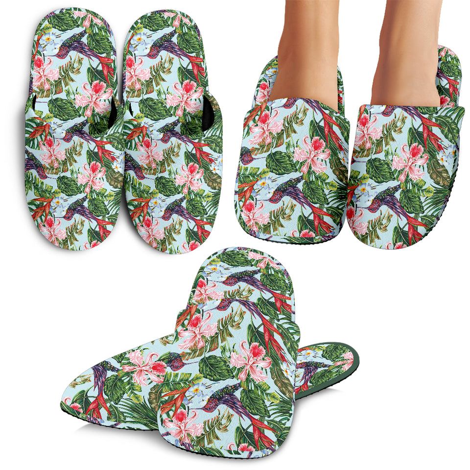 Hummingbird Pattern Print Design 05 Slippers