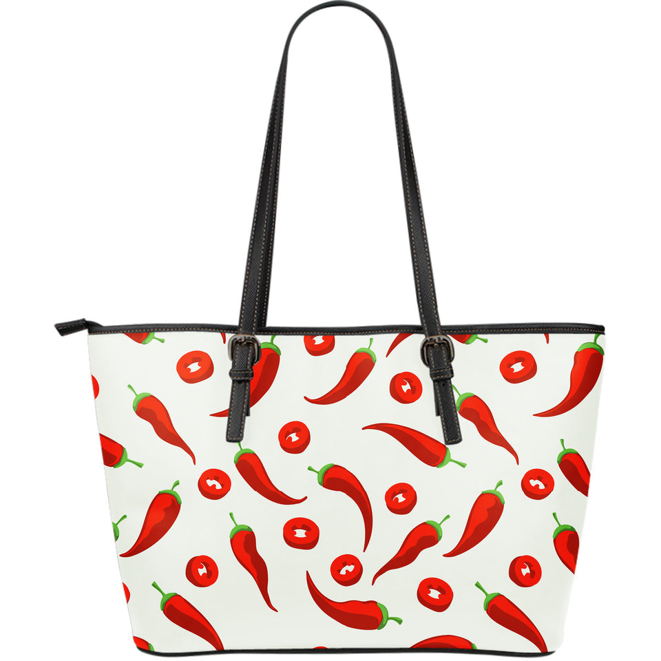 Chili Pattern Large Leather Tote Bag