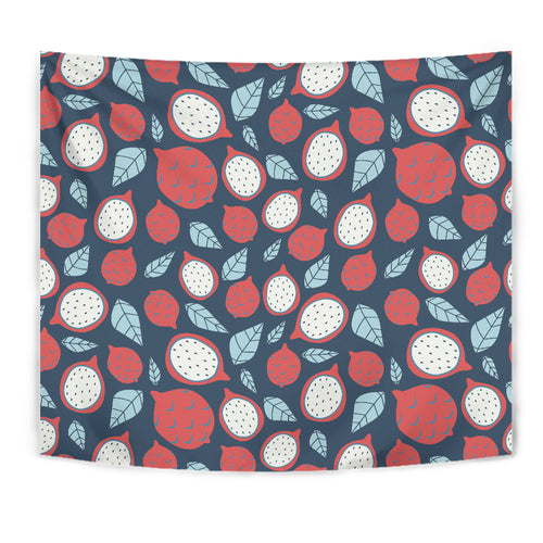 Dragon Fruits Dark Blue Background Wall Tapestry