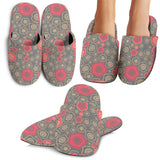 Red Gold Sakura Cherry Blossom Gray Background Slippers