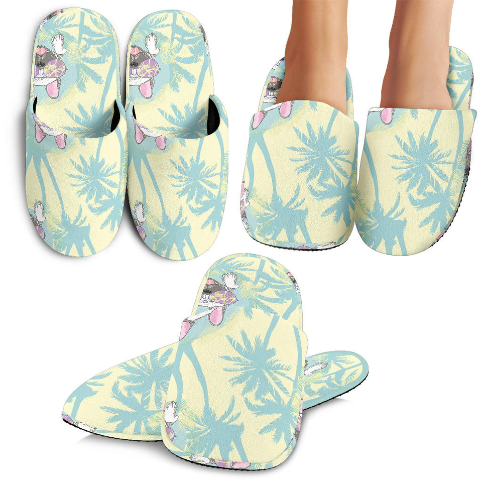 French Bulldog Hawaii Blackground Slippers