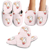 Cute Shiba Inu Dog Apple Pattern Slippers