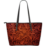 Cocoa Beans Tribal Polynesian Pattern Large Leather Tote Bag