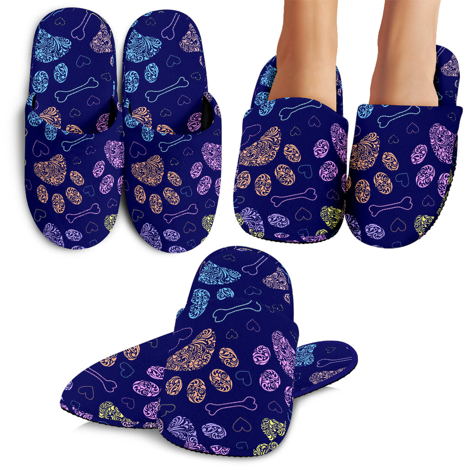 Dog Paws Pattern Print Design 02 Slippers