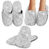 Cartoon Hand Drawn Ice Cream Black White Slippers