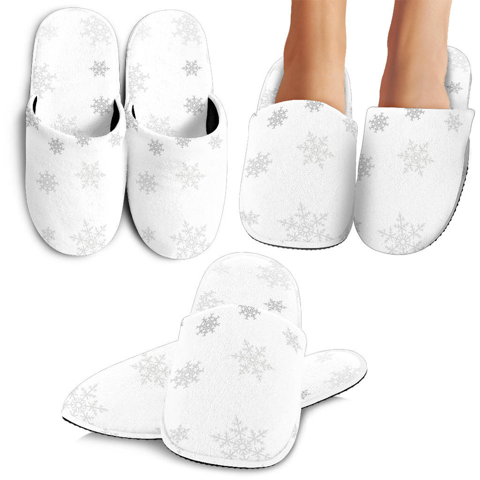 Snowflake Pattern White Background Slippers