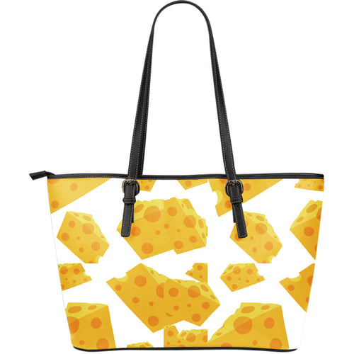 Cheese Slice Pattern Large Leather Tote Bag
