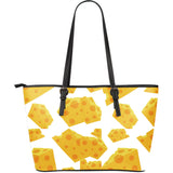 Cheese Slice Pattern Large Leather Tote Bag