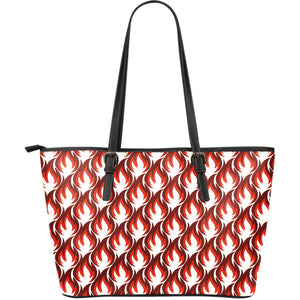Fire Flame Symbol Design Pattern Large Leather Tote Bag