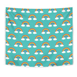 Rainbow Pattern Green Background Wall Tapestry