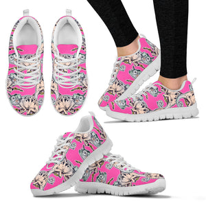 Chameleon Lizard Pattern Pink Background Women'S Sneaker Shoes