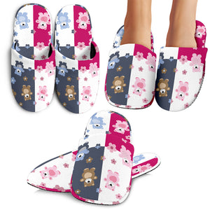 Teddy Bear Pattern Print Design 03 Slippers