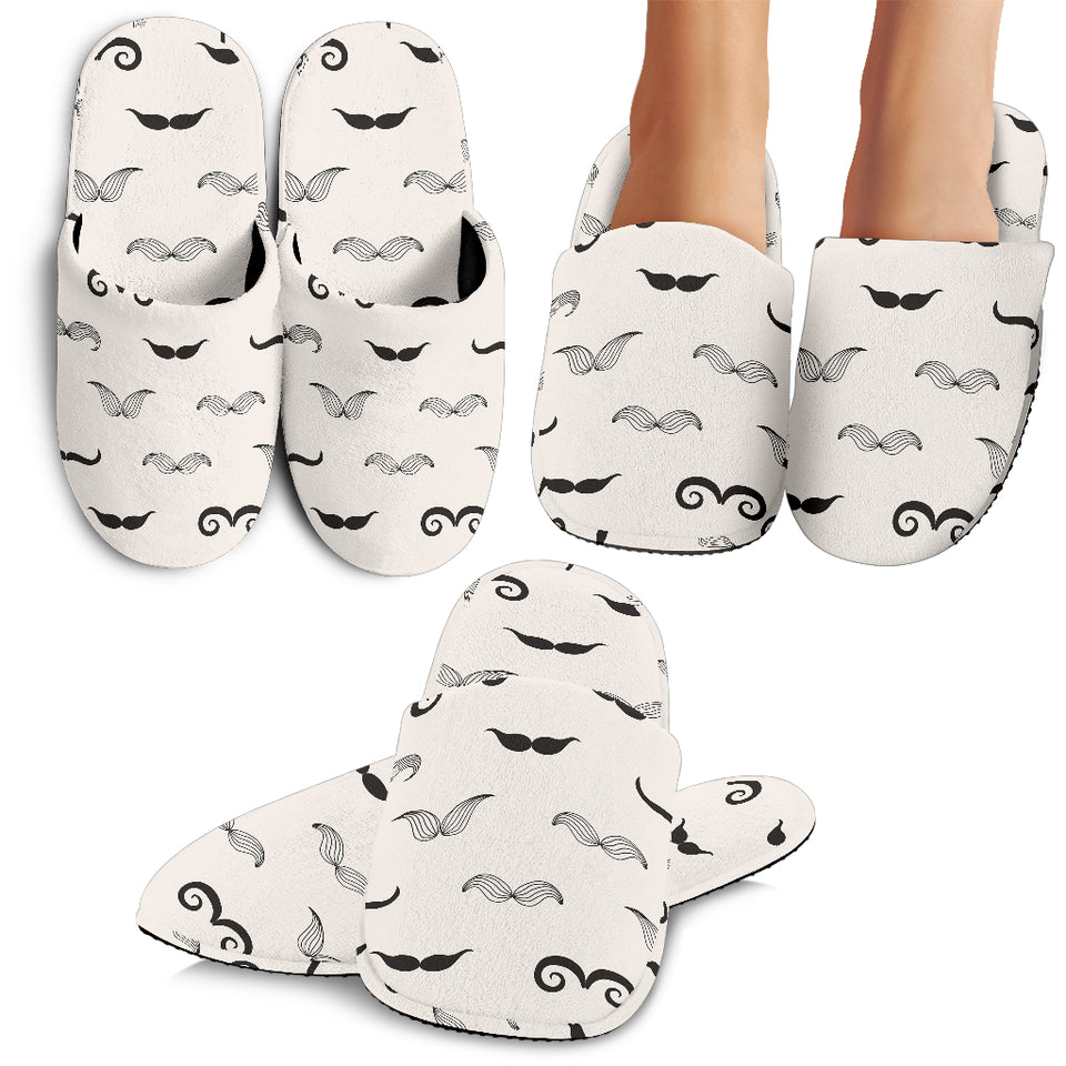 Mustache Beard Pattern Print Design 05 Slippers