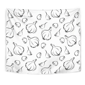 Garlic Pattern Black White Wall Tapestry