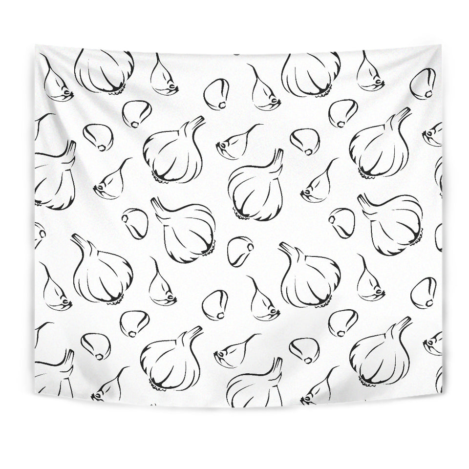 Garlic Pattern Black White Wall Tapestry