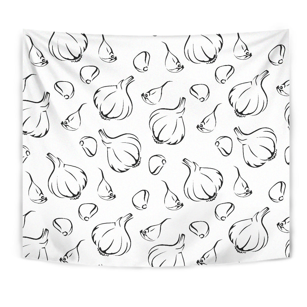 Garlic Pattern Black White Wall Tapestry