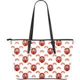 Daruma Japanese Wooden Doll Design Pattern Large Leather Tote Bag