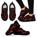 Chili Peppers Pattern Black Background Women'S Sneaker Shoes