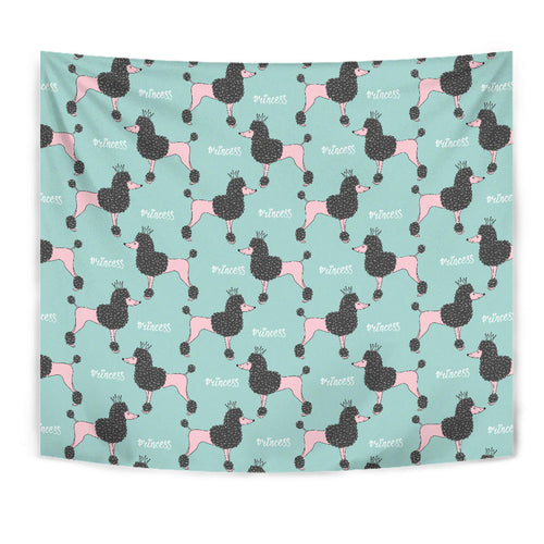 Poodle Dog Green Background Wall Tapestry