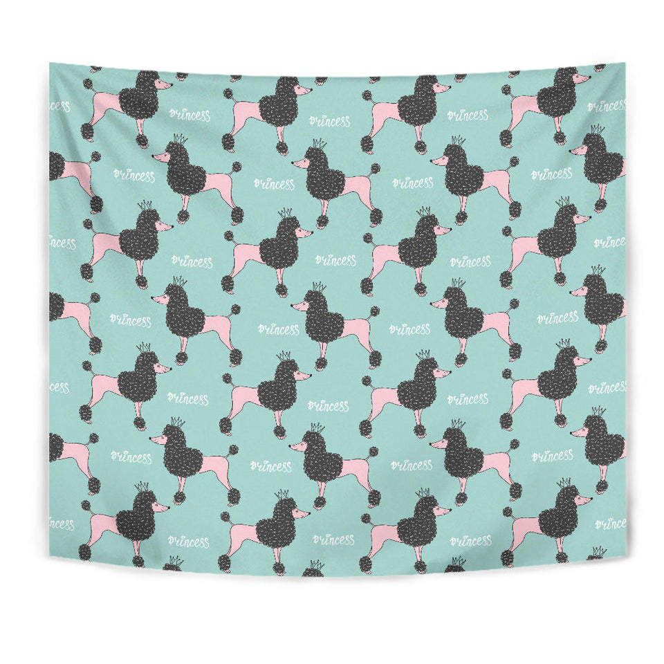 Poodle Dog Green Background Wall Tapestry