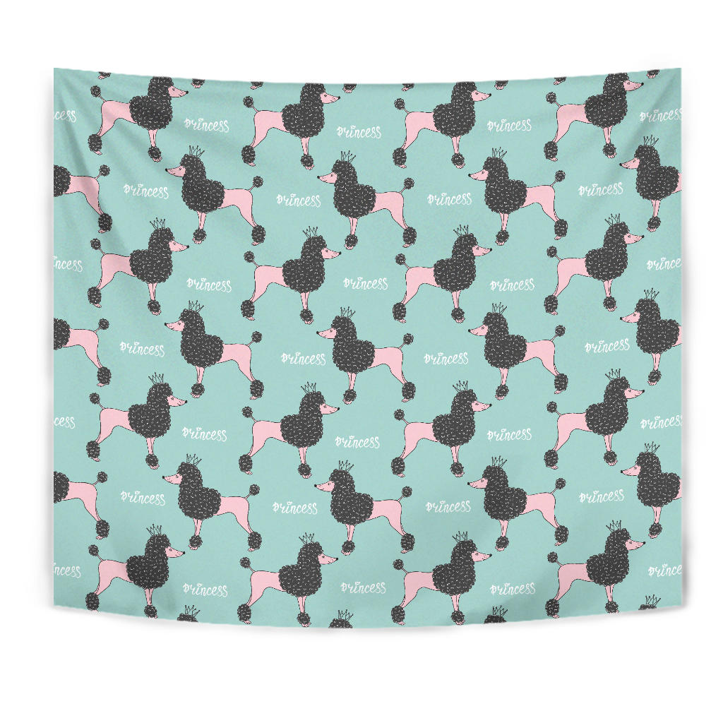 Poodle Dog Green Background Wall Tapestry