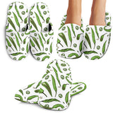 Hand Drawn Sketch Style Green Chili Peppers Pattern Slippers