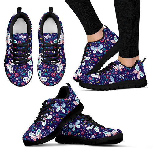 Colorful Butterfly Flower Pattern.Eps Women'S Sneaker Shoes