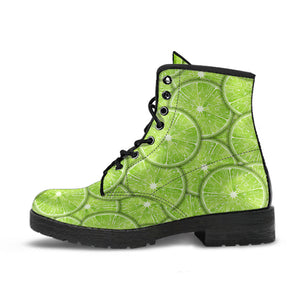 Slices Of Lime Pattern Leather Boots