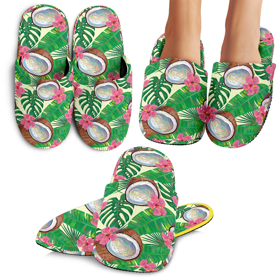 Coconut Pattern Print Design 01 Slippers