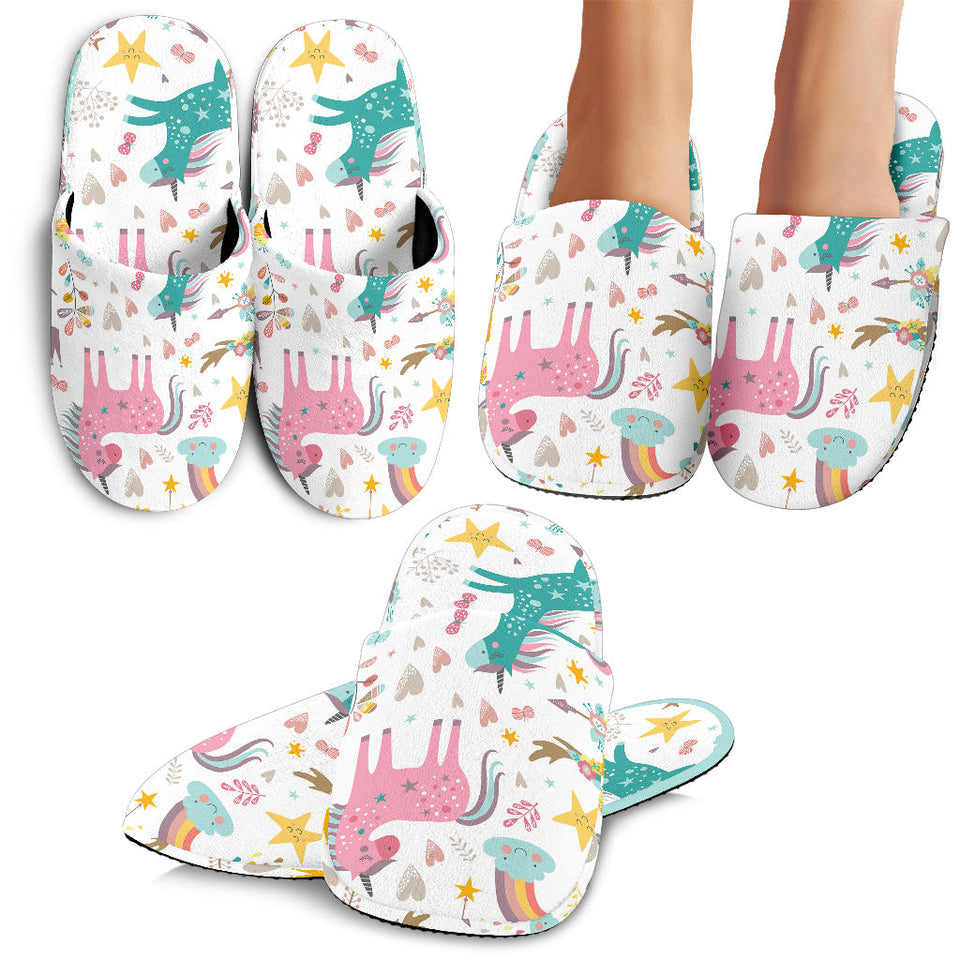 Colorful Unicorn Pattern Slippers