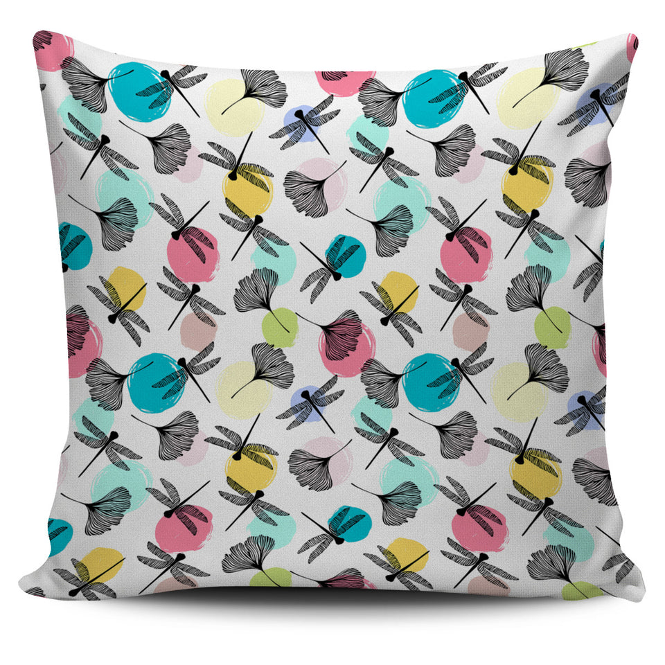 Dragonflies Ginkgo Leaves Pattern Pillow Cover