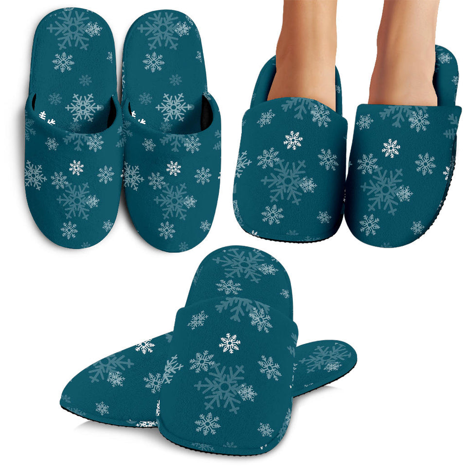 Snowflake Pattern Dark Background Slippers