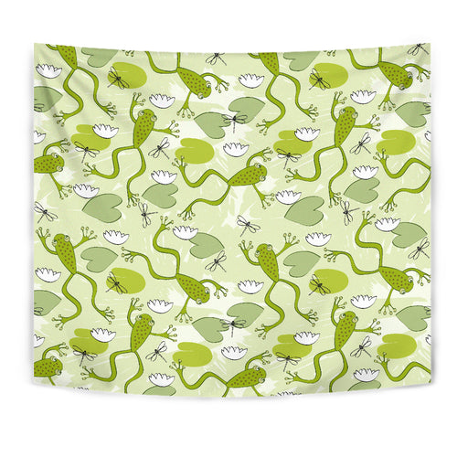 Cute Frog Dragonfly Pattern Wall Tapestry