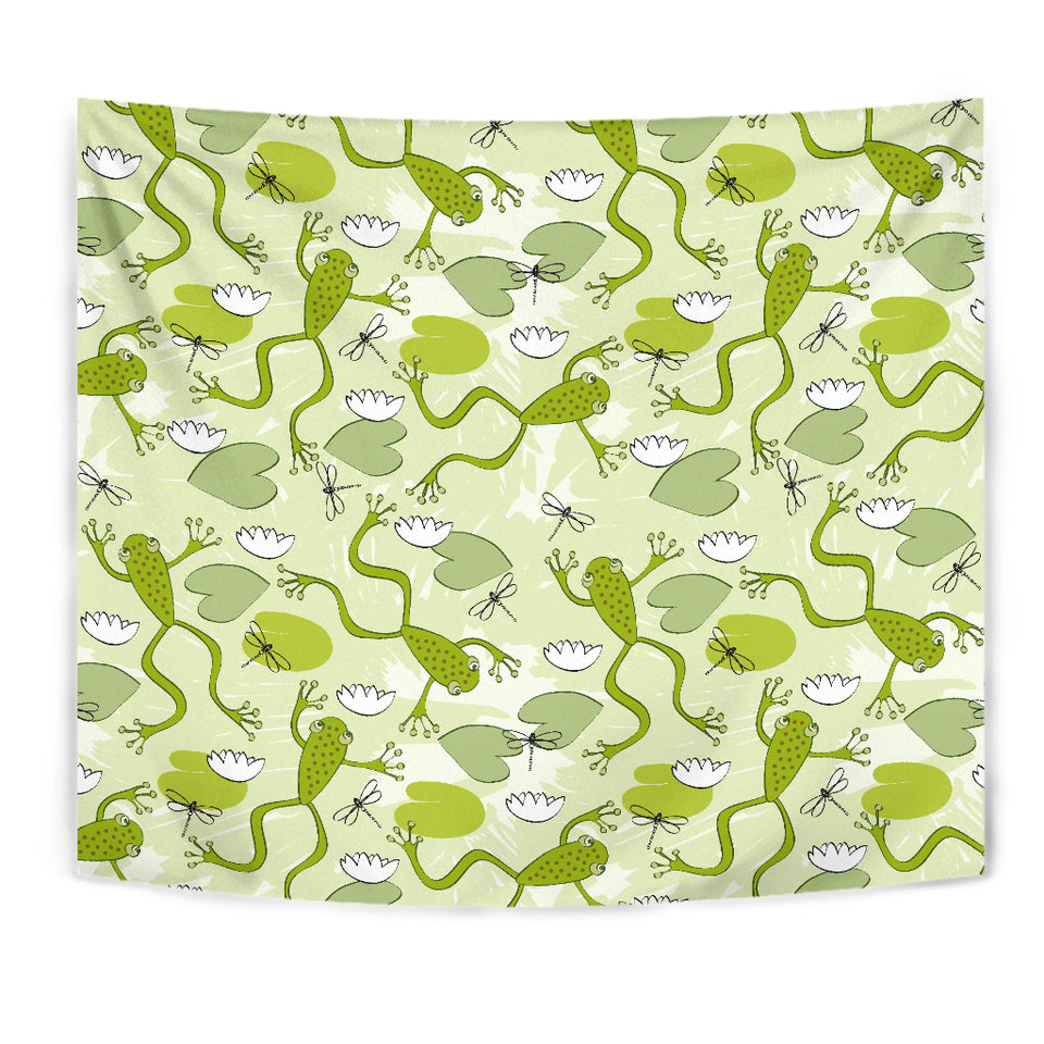 Cute Frog Dragonfly Pattern Wall Tapestry